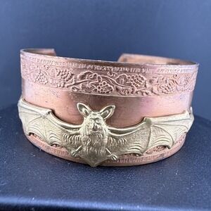 Vintage Copper Cuff Bracelet Bat 7.5"